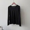 Camiseta feminina Beishan Tongshu estilo coreano, multicolor, gola redonda, manga longa, fina para outono, modelo soltinho para usar por baixo P2506
