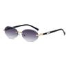 Gafas de Sol Pequeñas de Marco Ovalado, Protección UV, Para Conducir, Gafas de Sol de Metal, Gafas de Sol Retro Sin Marco de Metal