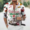 Comercio exterior transfronterizo Camisa nueva de primavera y otoño para hombre Navidad Impresión digital 3D moda casual camisa de manga larga