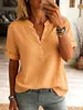 Comercio Exterior Europeo y Americano de Amazon Transfronterizo Camisa de Verano Nueva para Mujer, Holgada, Elegante, Cuello en V, Moderna, Color Sólido, Casual