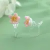 Brincos de Resina Flor de Cinco Pétalas Doces Fofos Estilo Coreano Frescos e Delicados Pequenos Presilhas de Orelha Furos na Orelha Brincos Simples