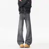 Calça Jeans Lavada com Padrão de Bambu Scimitar para Homens e Mulheres, Calça Reta Casual com Vibe Americana, Calça Longa Wide-Leg Tendência Cool