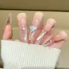 Pontas de Unha Usáveis Feitas à Mão com Acabamento de Luxo, Arte de Unha Longa Cor Pura Olho de Gato, Unhas Postiças Usáveis, Adesivos de Unha para Atacado