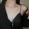Colar de franja de pérola e diamante super longo da Coreia do Sul corrente de suéter de luxo leve da moda corrente de suéter elegante de alta qualidade tendência colar