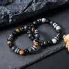Pulsera Transfronteriza de Ojo de Tigre y Piedra Volcánica para Hombres, Pulsera de Moda Trendy de Venta Caliente Transfronteriza para Mujeres, Joyería Versátil de Alta Gama
