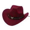 Chapéu cowboy western tibetano de aba virada para cima chapéu de feltro para planalto chapéu de gramado estilo étnico topo de cabeça de touro chapéu estilo tibetano ao ar livre novo