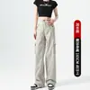 Pantalones de Trabajo de Secado Rápido para Mujer 2026 Nuevo Estilo de Verano Petite Pantalones Jogger de Cintura Alta Pantalones Casuales Americanos de Pierna Ancha para Mujer