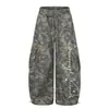 Calça Jogger Camuflada com Estampa de Carta Americana, Bolsos Múltiplos, Perna Curva, Nova Coleção Primavera e Outono, Unissex, Dança, Perna Larga, Cargo, Tendência