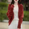 Diseño estilo coreano 2026, nuevo cárdigan de punto versátil, prenda exterior de corte holgado, suéter tipo capa con mangas murciélago, chal para mujer