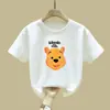 2382# Camiseta Blanca de Algodón de Manga Corta para Niñas Ropa de Verano Estilo Coreano Estilo Occidental Niños Medianos y Grandes Camiseta de Dibujos Animados Holgada para Niños Ropa