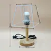Kit de Materiales DIY para Set de Lámpara de Mesa Tejida Hecha a Mano, Lámpara de Madera Maciza, Marco de Hierro Metálico, Accesorios para Base de Lámpara de Mesa de Cuadrícula de Abuela