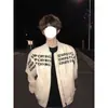 Chaqueta de Béisbol Americana con Estampado de Letras para Hombre, Silueta de Primavera y Otoño, Hip-Hop de Calle, Chaqueta de Piloto Elegante de Alta Gama