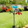 Artesanato de Metal e Ferro Artístico Transfronteiriço Moinho de Vento Giratório Criativo para Jardim Externo Moinho de Vento de Flor Colorido Inserção Decorativa de Arte em Ferro