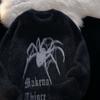 Moda Urbana Americana Tejido de Punto de Araña para Hombre Invierno Nuevo Holgado Gama Alta Diseño de Nicho Tejido de Punto de Terciopelo de Visón para Pareja