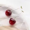 Pendientes Únicos de Frutas Estilo Francés con un Toque de Lujo Ligero y Gama Alta, Pendientes de Cereza con Adornos de Resina de Cereza Estrellada