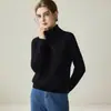 Suéter feminino de cashmere, pulôver de gola alta em cashmere de cabra, nova base de malha slim fit para outono e inverno, design simples