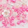 Acrílico Colorido Semi-Circular Pérolas Artificiais Resina Strass de Fundo Plano Pérolas Artificiais de Formato Variado DIY Cola Creme Decoração de Grampo de Cabelo