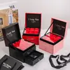 Caixa de Presente Flor Rosa de Camada Dupla Caixa de Presente para Batom Colar Flor Eterna Caixa de Joias Caixa de Embalagem de Aniversário Caixa de Joias