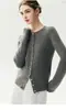Cárdigan de punto Kang Sai Ni con patrón trenzado, de un solo pecho con botón de corazón, tejido de punto 100% cachemir para mujer, cuello redondo, prenda de abrigo, top de manga larga