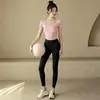 Ropa Deportiva Nueva de Verano Temperamento Cuello Cuadrado Ropa de Yoga Fitness Manga Corta Mujer Verano Correr Entrenamiento Camiseta de Secado Rápido