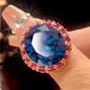 2026 Nuevo Modelo Joyería Huabi Base de Cobre Chapado en Oro Corindón Sintético Juego de Joyería Europeo y Americano Piedra Principal 18*20
