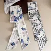 Lenço de seda Estilo chinês Faixa de cabelo Fita Estilo antigo Fita Estilo Retro Tinta Chinesa Azul Borboleta Faixa de Cabelo Estilo Étnico