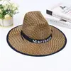 Sombrero de Paja Tejida de Ala Ancha Personalizado de Verano para Ocio, Viajes, Montañismo, Pesca Transpirable, Sombrero de Sol Estilo Vaquero Occidental