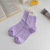 Meias do Mesmo Estilo do Xiaohongshu para Mulheres Verão Coreano Finas Ins Menina Cor Macaron Malha Respirável Meia de Cano Médio Algodão