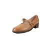 Artístico Dulce Camelia Lazo Capa Superior Piel de Vaca Mary Jane Primavera 2025 Tacón Medio Grueso Punta Redonda Cuero Genuino Zapatos de Una Capa para Mujer