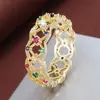 Anillo de luz con diseño de red incrustaciones de circonita lujo de alta gama diamantes de colores bicolores oro y plata anillo para el dedo nicho de alta gama versátil joyería para la mano