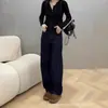 Calça jeans feminina plus size azul escuro de perna larga 2024 nova para meninas cheinhas cintura alta afunilada popular este ano calça reta
