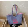 Bolsa Tote Listrada Grande Capacidade Estilo Coreano Comércio Exterior Moda Simples Casual Bolsa de Ombro Simples Bolsa de Lona Estilo Coreano para Mulheres