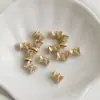 Pulsera de Cristal con Base de Flor de Doble Extremo en Forma de Cintura Pequeña, Color Dorado de 14K, Conservación del Color, Zirconia, Soporte para Cuentas, Accesorios para Joyería DIY