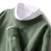 Suéter de lana para otoño e invierno para hombre, cuello redondo, para mediana edad y jóvenes, suéter casual de negocios, top de punto de lana holgado