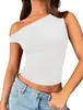 Suéter Europeu e Americano Transfronteiriço com Gola Assimétrica, Camiseta Básica Slim, Top Sexy Feminino de Seda Leite com Ombro a Ombro