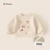 Suéter con Estampado Bangxuan para Niños con Forro Polar, Tops para Bebés Pequeños, Top Redondo para Bebés, Sudadera Versátil para Niñas