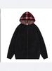 Moda Urbana Retro Americana Transfronteriza Europea y Americana Empalme de Color Contrastante Casual Holgado Cremallera Otoño e Invierno Cárdigan Suéter con Capucha