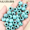 Amatista natural, ágata, turquesa, cuentas de agujero grande, cuentas sueltas, accesorios para joyería DIY, pulseras de cuentas, collares y artículos tejidos