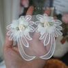 (solteiro) Flor Organza Borboleta Bordado Contas de Unhas Solúveis em Água Diamante Renda Adesivo de Rosto Decoração Vestido de Noiva Acessórios