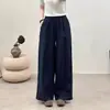 Pantalones casuales de algodón y lino, artísticos y versátiles, pantalones anchos de algodón y lino con bordado hueco retro para mujer, pantalones rectos holgados de verano, modernos