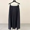 Saia Lápis Jianhe Cinza Fluida Primavera Novo Design Cordão na Cintura Plissada Linha A Longa 59077