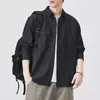 Camisa de Manga Larga Retro Americana para Hombre Primavera y Otoño 2026 Nueva de Algodón Puro Ropa de Trabajo Holgada Casual Chaqueta de Otoño