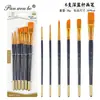 Panwenbo Cross-border 6 White Rod Madeira Nylon Wool Brush Set Estudantes Arte Pintura Guache Óleo Pincel