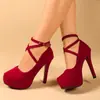 Nuevos Zapatos de Tacón Alto Moda Europea y Americana Talla Grande Gamuza Impermeable Plataforma con Correas Suela Gruesa Zapatos Individuales Tendencia Primavera y Otoño 2026 para Mujer
