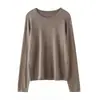 Suéter de Lana Pulóver de Cuello Redondo para Mujer de Punto Fino de 18 Calibres, 60 Puntos, 100% Lana Artificial, para Primavera y Otoño, Holgado, Delgado, Capa Base, Top Adelgazante