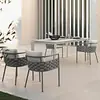 Combinação de Sofá de Rattan para Exterior Escandinavo com Mesa de Centro Proteção Solar Cadeira de Rattan Criativa Modelo de Varanda Sala de Jardim Mobiliário de Rattan
