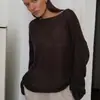 Tricô Vazado Estilo Europeu e Americano Transfronteiriço 2026 Primavera/Verão Novo Feminino Transparente Fino Gola Redonda Grande Manga Sino Camiseta de Tricô
