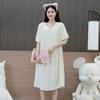 Camisón de seda de algodón de verano, nuevo estilo, ropa de casa para mujer, comercio exterior, talla grande, para embarazadas, vestido largo fino y fresco.