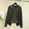 Nova blusa de moletom redonda solta para outono e inverno para mulheres, feita de veludo alemão, com adição de fleece e mangas compridas espessadas, blusa de base quente, casaco plus size