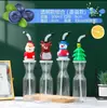 Taza de Agua de Halloween de Nuevo Producto Transfronteriza Taza Desechable de Plástico con Popote para Niños Taza de Santa Taza de Té de Leche
